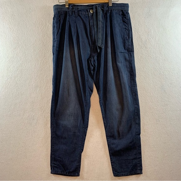 Belted Chambray Pants Lightweight Modern Skinny - Picture 1 of 14